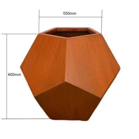Polygonaler Pflanzkübel, 2 mm Cortenstahl, Durchmesser 38-55 cm, FlorArt