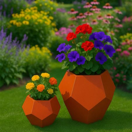 Polygonaler Pflanzkübel, 2 mm Cortenstahl, Durchmesser 38-55 cm, FlorArt