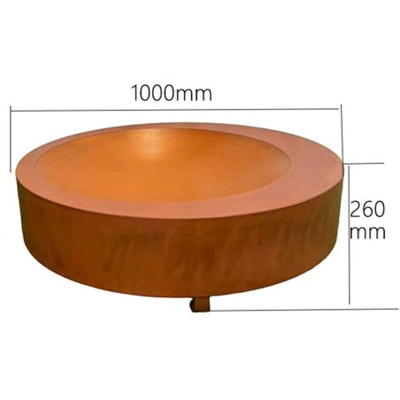 Runder Kamin, 2 mm Cortenstahl, Maße: D 100 x H 26 cm, FlamaDomo