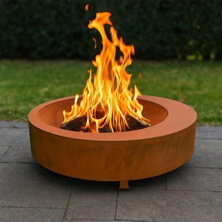 Runder Kamin, 2 mm Cortenstahl, Maße: D 100 x H 26 cm, FlamaDomo