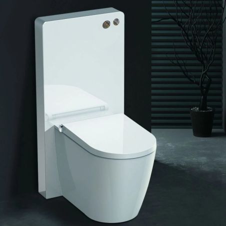 WC-Rahmen mit Spülkasten aus weißem Sicherheitsglas, Größe 54x100 cm, Bodenmontage, Ego-Lilium