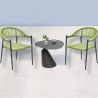 Set mit Tisch und 2 Stühlen, für Garten oder Terrasse, Aluminium in Dunkelgrau, grüne Seilflechtung, Oasis