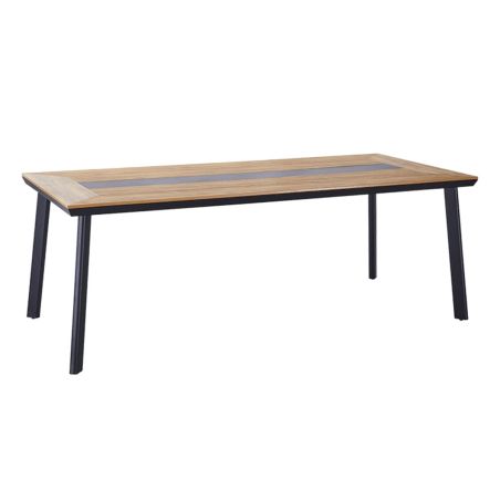 Möbelset für Garten oder Terrasse – Tisch und 8 stapelbare Stühle aus Aluminium und WPC, Blake