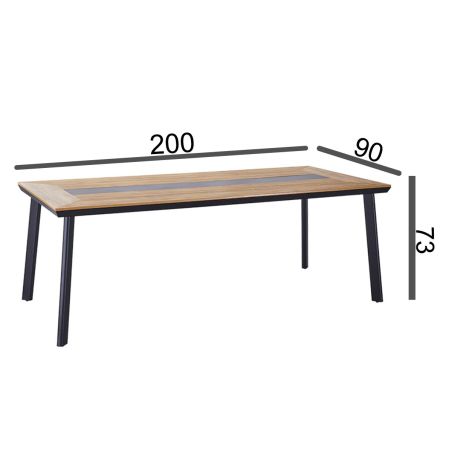 Möbelset für Garten oder Terrasse – Tisch und 8 stapelbare Stühle aus Aluminium und WPC, Blake