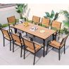Möbelset für Garten oder Terrasse – Tisch und 8 stapelbare Stühle aus Aluminium und WPC, Blake