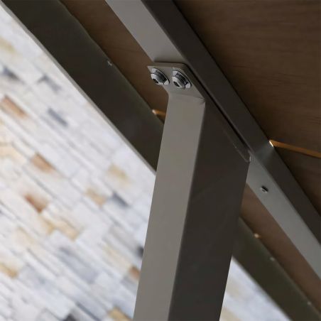Möbelset für 6 Personen, Garten oder Terrasse, Aluminium in dunkelgrau, Tisch 200 cm + 6 Stühle mit grüner Seilflechtung, Zen