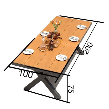 Möbelset für 8 Personen, Garten oder Terrasse, Aluminium in dunkelgrau, Tisch 200 cm + 8 Stühle mit grüner Seilflechtung, Zen