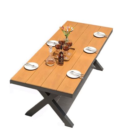 Möbelset für 8 Personen, Garten oder Terrasse, Aluminium in dunkelgrau, Tisch 200 cm + 8 Stühle mit grüner Seilflechtung, Zen