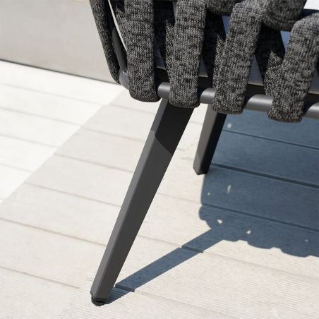 Möbelset für Garten oder Terrasse, 6 Stühle, ausziehbarer Tisch, Aluminium und Seilflechtung, Riga
