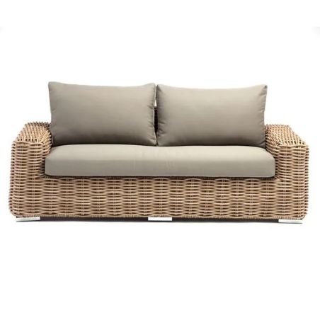 Möbelset, Garten oder Terrasse, Sofa, 2 Sessel, Kaffeetisch, Aluminiumgestell, Polyrattan, Augusta