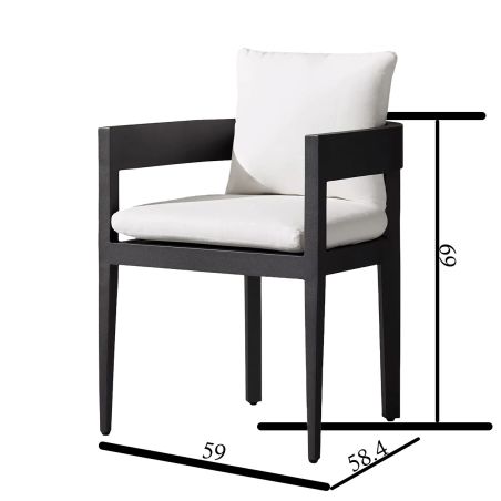 Möbelset für 4 Personen, Garten oder Terrasse, Aluminium, runder Tisch und 4 Stühle, 100% Olefin-Gewebe, Costa Rica
