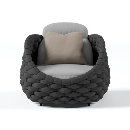 Möbelset für Garten oder Terrasse, Sofa, Sessel, Couchtisch, Aluminium, Seilgeflecht, Dylan