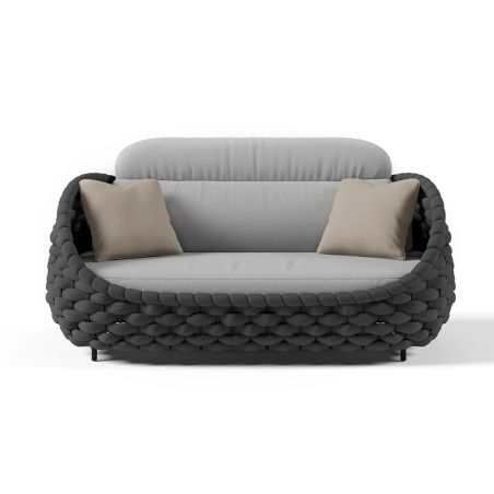 Möbelset für Garten oder Terrasse, Sofa, Sessel, Couchtisch, Aluminium, Seilgeflecht, Dylan