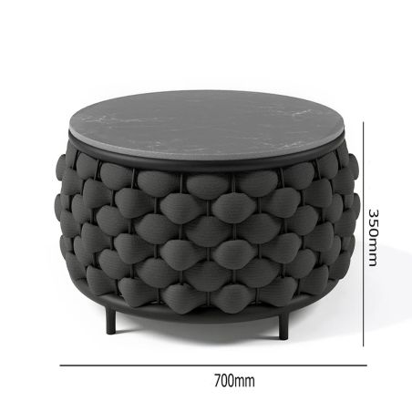 Möbelset für Garten oder Terrasse, Sofa, Sessel, Couchtisch, Aluminium, Seilgeflecht, Dylan
