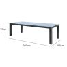 Möbelset für 8 Personen, Garten oder Terrasse, Tisch 240x100 cm + 8 Stühle, Aluminium, Seilgeflecht, Capri