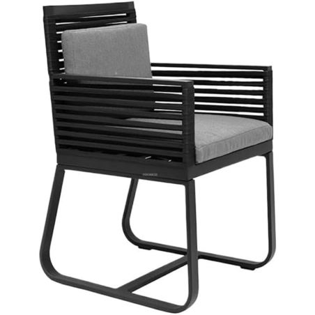 Möbelset für 8 Personen, Garten oder Terrasse, Tisch 240x100 cm + 8 Stühle, Aluminium, Seilgeflecht, Capri