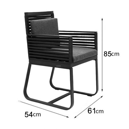 Möbelset für 8 Personen, Garten oder Terrasse, Tisch 240x100 cm + 8 Stühle, Aluminium, Seilgeflecht, Capri