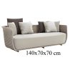 Möbelset, Garten oder Terrasse, Sessel, 2-Sitzer-Sofa, Tisch, Aluminium, Seilgeflecht, Creme-Sitzfläche, olivgrüne Kissen, NIKO