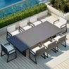 Möbelset für 6 Personen, Garten oder Terrasse, Aluminium, Tisch 213x100 cm + 6 Stühle, 100% Olefin-Gewebe, Mykonos