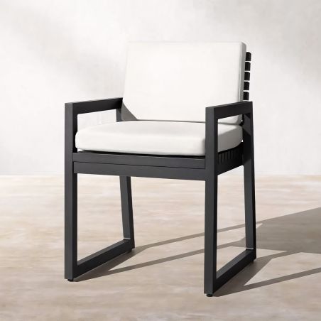 Möbelset für 6 Personen, Garten oder Terrasse, Aluminium, Tisch 213x100 cm + 6 Stühle, 100% Olefin-Gewebe, Mykonos