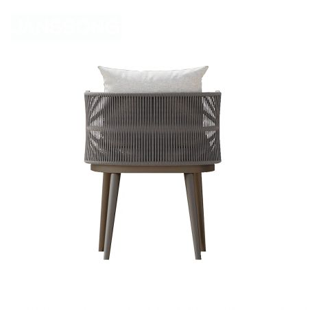 Möbelset für 6 Personen, Garten oder Terrasse, Aluminium, robuster Tisch 214x100 cm + 6 Stühle mit Seilgeflecht, Nova Luxe