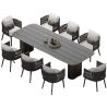 Möbelset für 8 Personen, Garten oder Terrasse, Aluminium, robuster Tisch 214x100 cm + 8 Stühle mit Seilgeflecht, Nova Luxe