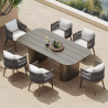 Möbelset für 8 Personen, Garten oder Terrasse, Aluminium, robuster Tisch 214x100 cm + 8 Stühle mit Seilgeflecht, Nova Luxe