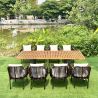 Möbelset für Garten oder Terrasse, Teakholztisch mit 8 Stühlen inklusive Kissen, Aluminium- und Polyrattan-Gestell, Mora