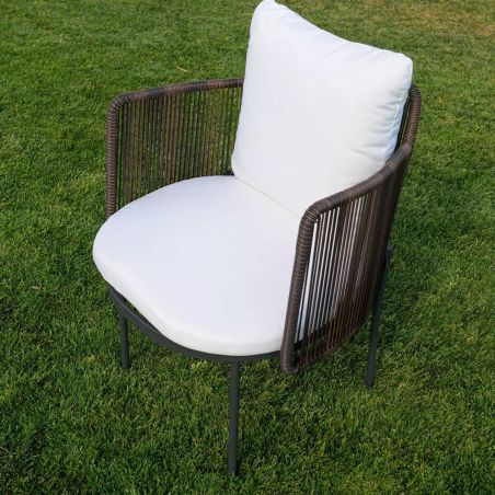 Möbelset für Garten oder Terrasse, Teakholztisch mit 8 Stühlen inklusive Kissen, Aluminium- und Polyrattan-Gestell, Mora