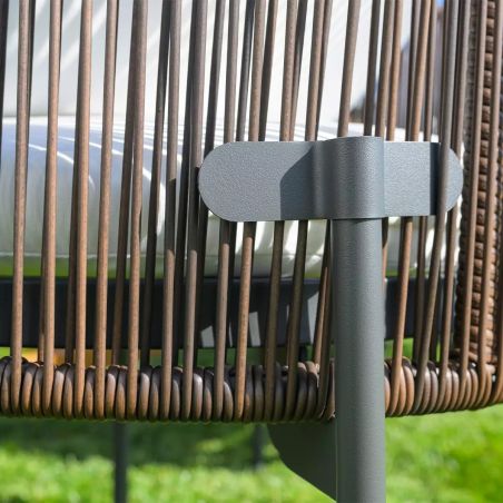 Möbelset für Garten oder Terrasse, Teakholztisch mit 8 Stühlen inklusive Kissen, Aluminium- und Polyrattan-Gestell, Mora
