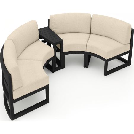 Set Rundes Garten- oder Terrassenmöbel, Aluminiumrahmen, 7-teilig, Dunkelgrau, Inklusive Kissen in Creme, Coral