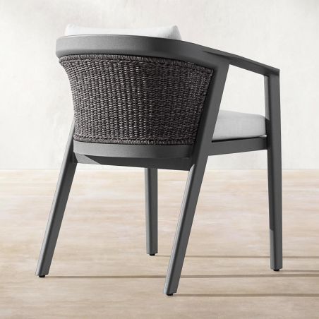 Möbelset für Garten oder Terrasse – Tisch aus Aluminium und 8 Stühle, Aluminiumrahmen und Polyrattan, Dunkelgrau, Dalia