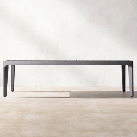 Möbelset für Garten oder Terrasse – Tisch aus Aluminium und 8 Stühle, Aluminiumrahmen und Polyrattan, Dunkelgrau, Dalia