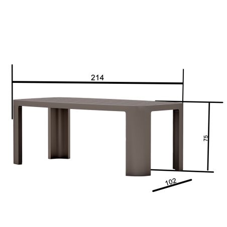 Möbelset für 8 Personen, Garten oder Terrasse, Aluminium, Tisch 214x102 cm + 8 Stühle, 100% Olefin-Gewebe, Bora Bora