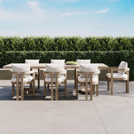 Möbelset, Garten oder Terrasse, großer Tisch und 8 Stühle, Voll-Teakholz, inklusive Kissen, Primavera