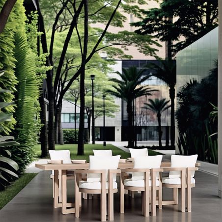 Möbelset, Garten oder Terrasse, großer Tisch und 8 Stühle, Voll-Teakholz, inklusive Kissen, Primavera