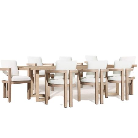 Möbelset, Garten oder Terrasse, großer Tisch und 8 Stühle, Voll-Teakholz, inklusive Kissen, Primavera