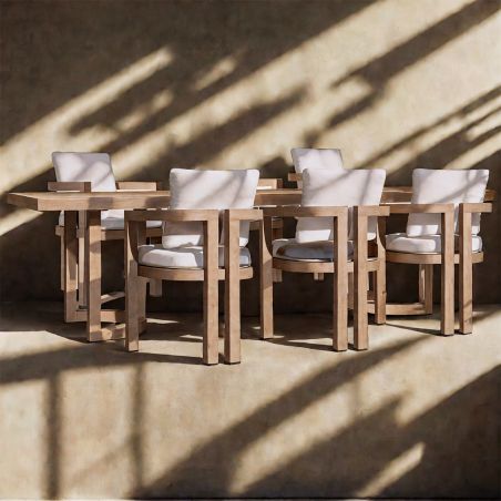 Möbelset, Garten oder Terrasse, großer Tisch und 8 Stühle, Voll-Teakholz, inklusive Kissen, Primavera