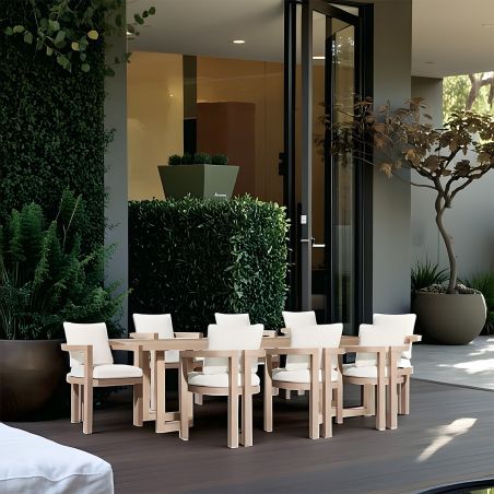 Möbelset, Garten oder Terrasse, großer Tisch und 8 Stühle, Voll-Teakholz, inklusive Kissen, Primavera