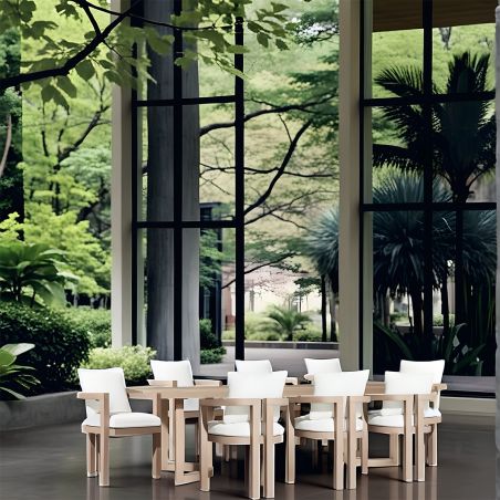 Möbelset, Garten oder Terrasse, großer Tisch und 8 Stühle, Voll-Teakholz, inklusive Kissen, Primavera