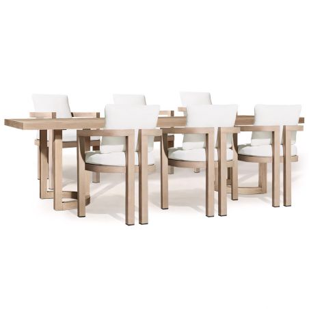 Möbelset, Garten oder Terrasse, großer Tisch und 8 Stühle, Voll-Teakholz, inklusive Kissen, Primavera