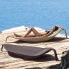 Strandliege, Aluminium, Polyrattan-Geflecht, Blattform, 195x80x45 cm, Beige, Verdi