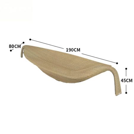 Strandliege, Aluminium, Polyrattan-Geflecht, Blattform, 195x80x45 cm, Beige, Verdi