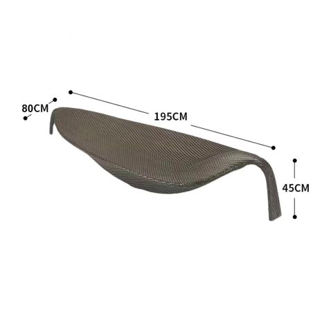 Strandliege, Aluminium, Polyrattan-Geflecht, Blattform, 195x80x45 cm, Braun, Verdi