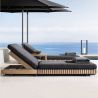 Strandliege, Gestell aus Teakholz, höhenverstellbar, 201x70x28, 100% wasserdichtes Olefin, Aria
