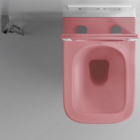 Toilettenschüssel, Rimless, Lachsrosa Matt, Power Colour, Wandmontage, inkl. Slim-Duroplast-Sitz mit Soft-Close, Alfonso