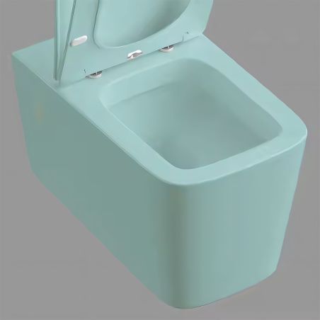 Toilettenschüssel, Rimless, Mintgrün Matt, Power Colour, Wandmontage, inkl. Slim-Duroplast-Sitz mit Soft-Close, Alfonso