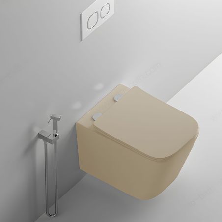 Toilettenschüssel, Rimless, Jasmin Matt, Power Colour, Wandmontage, inkl. Slim-Duroplast-Sitz mit Soft-Close, Alfonso