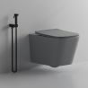 Toilettenschüssel, Rimless, Mattgrau, Power Colour, Wandmontage, inkl. Slim-Duroplast-Sitz mit Soft-Close, Alfonso