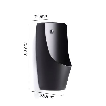 Urinal mit integriertem Sensor, Wand- oder Bodenablauf, 35x38x76 cm, Mattschwarz, Lavino